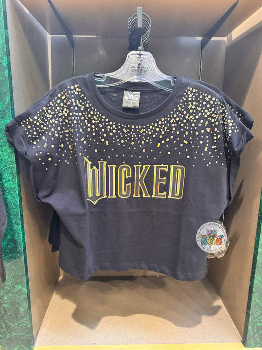 Universal Studios - Wicked - Logo Rhinestone Hotfix Black Top (Adult)