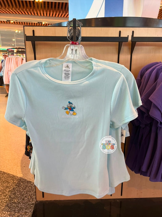 DLR/WDW - Classic Donald Park Logo Embodied Light Blue Top (Adult)