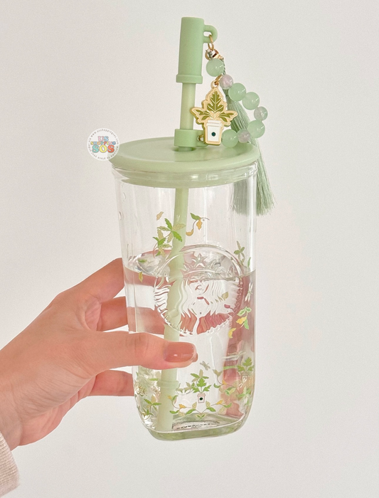 Starbucks China - Spring Pattern 2026 - Double Wall Glass Straw Cup with Topper 530ml with Triangle Bottle (Release Date: Mar 24, 2026)
