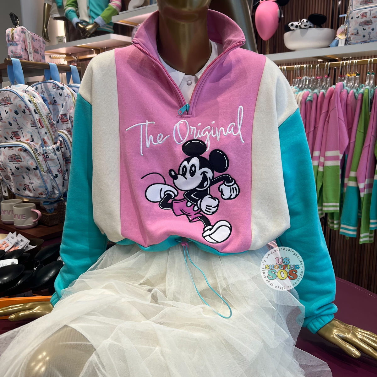 Disney 襤褸 裏起毛 ミッキーマウス BORO sweat hood ボロ DLR/WDW - Her Universe The Original Mickey Pink/Cream/Teal