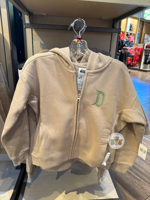 DLR/WDW - Star Wars Grogu Park Logo Light Beige Zip Hoodie Jacket (Kids)