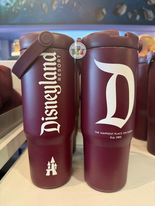 DLR/WDW - Disneyland Vintage D 2026 - Dark Burgundy Stainless Steel Water Bottle