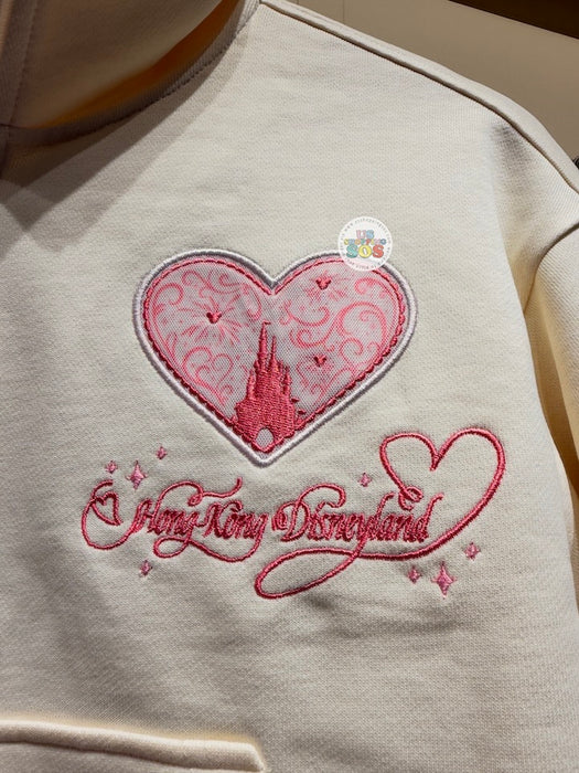 HKDL - 2026 Hong Kong Disneyland Castle & Heart 1/4 Zip Pullover for Adults (Color: Cream)
