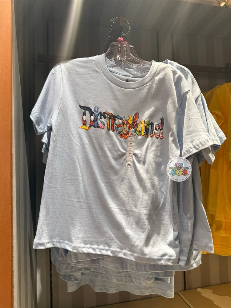 DLR/WDW - Mickey & Friends Character Letters Disneyland  Light Blue Graphic T-shirt (Kids)