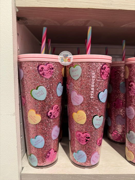DLR/WDW - Sweetheart Moment - Starbucks Mickey & Minnie Pink Cold Cup 24oz