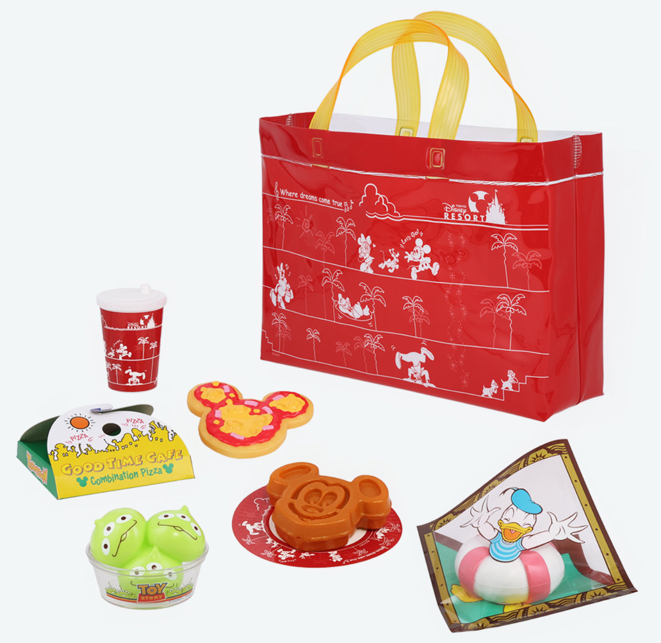TDR - House Work Toy Set (Mickey pizza, little green buns, ukiwa man, Mickey waffles, and drinks)