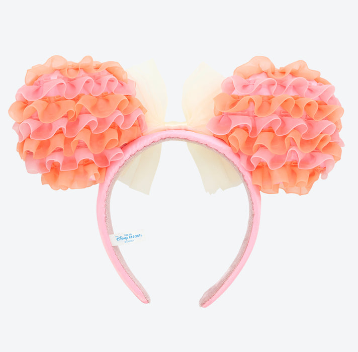 TDR - Minnie Mouse Ruffle ‘Pink & Orange’ Ears Headband (Release Date: Apr 17, 2025)