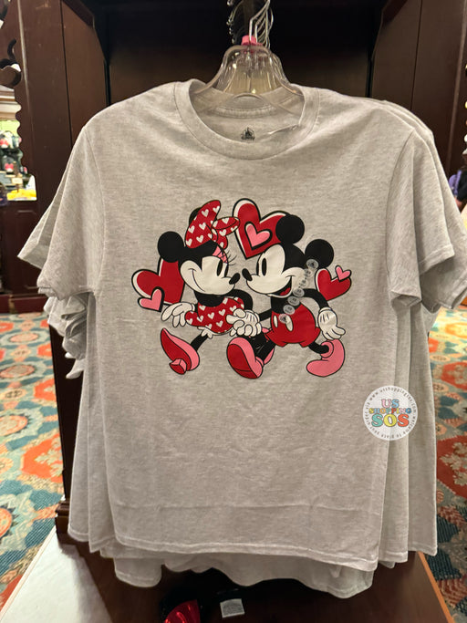DLR/WDW - Mickey & Minnie Valentine’s Day Light Heather Grey Graphic T-shirt (Adult)