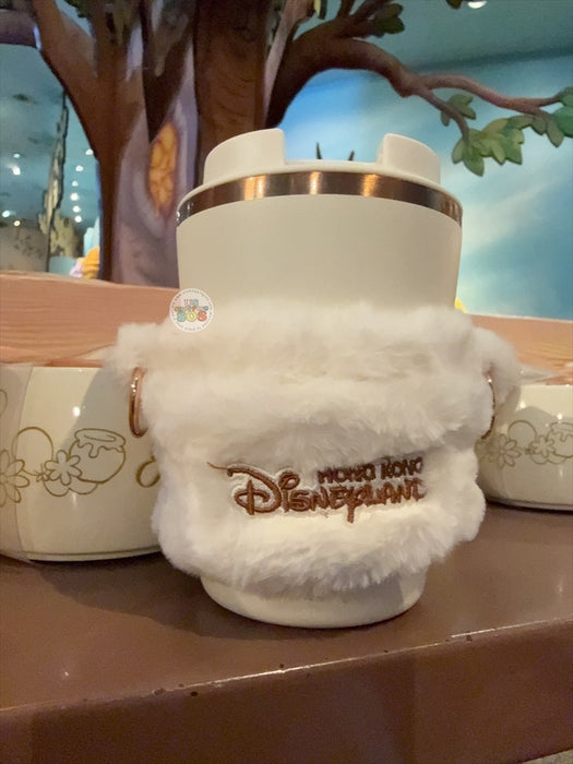 HKDL - Winnie the Pooh Stainless Steel Tumbler with Fluffy Strap Carrier Bag