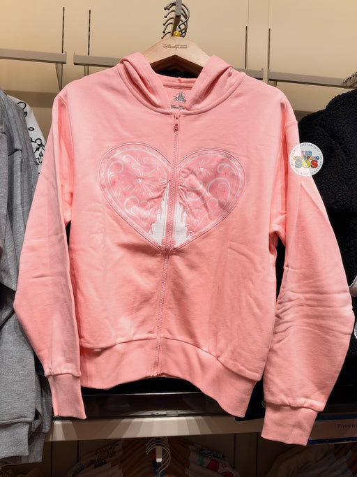 HKDL - 2026 Hong Kong Disneyland Castle & Heart Zip Hoodie for Adults (Color: Pink)