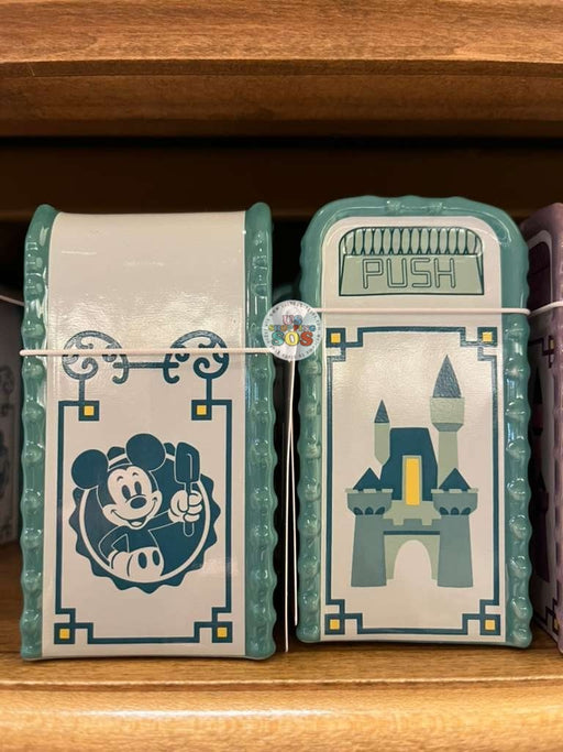 DLR/WDW - Mousewares - Mickey & Castle Mini Trash Can Salt/Pepper Shaker (Green)
