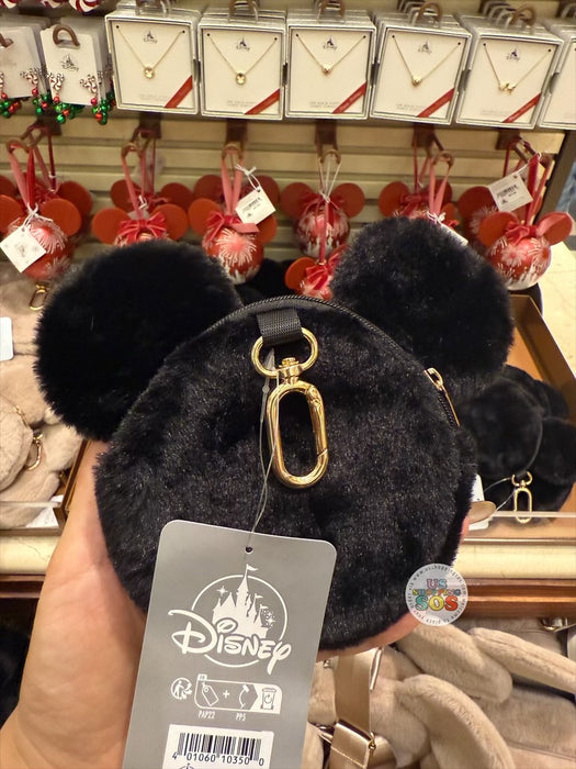 DLR/WDW - Mickey Icon Black Fluffy Coin Pouch