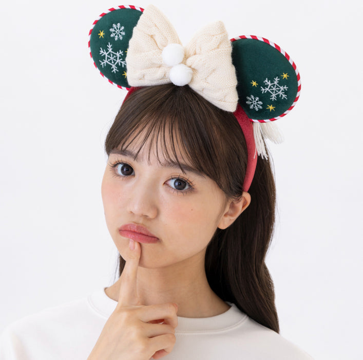 TDR - 2025 Mickey & Friends "Holly Jolly Christmas" Collection x Minnie Mouse Ear Headband with Knit Bow (Release Date: Nov 10, 2025)
