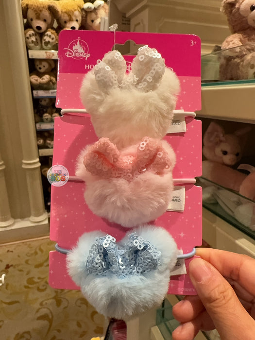 HKDL - Minnie Mouse Head Shaped Fluffy Hair Ties Set of 3
