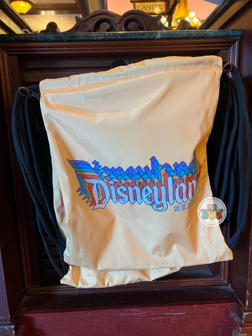 DLR - “Disneyland Resort” Retro Stack Logo Yellow Drawstring Backpack