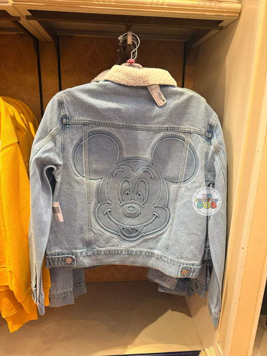 DLR/WDW - Mickey Mouse Face Icon Fluffy Collar Denim Jacket (Adult)