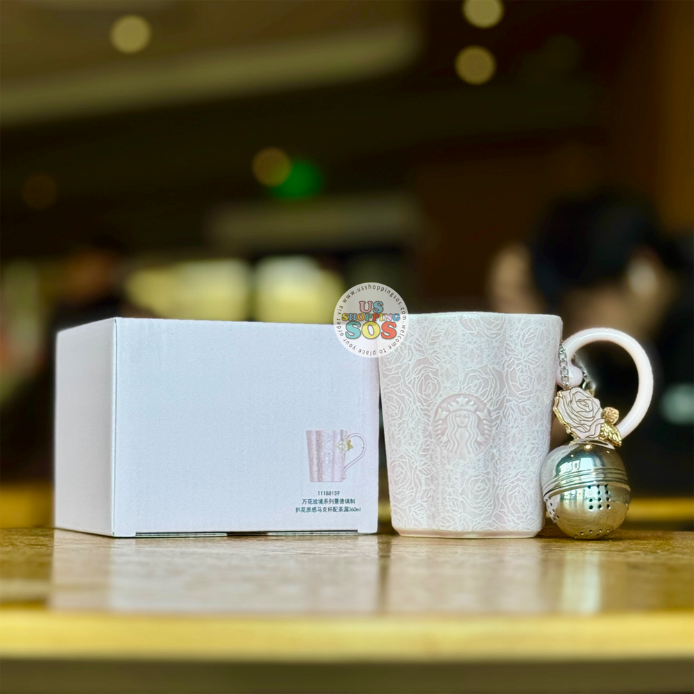 Starbucks China - Kaleidoscope Rose 2026 - 2S. 360ml Jingdezhen Floral-Textured Mug with Tea Infuser