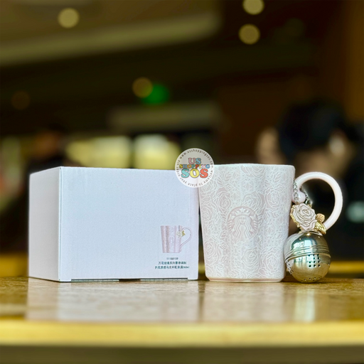 Starbucks China - Kaleidoscope Rose 2026 - 2S. 360ml Jingdezhen Floral-Textured Mug with Tea Infuser