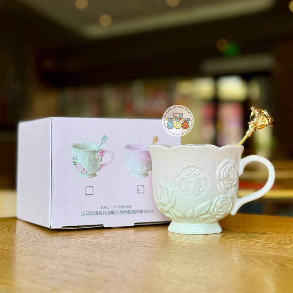 Starbucks China - Kaleidoscope Rose 2026 - 1S. 300ml Embossed Mug with Stirring Stick