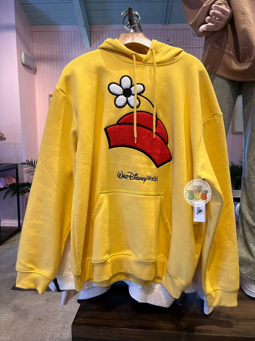 DLR/WDW - Minnie Flower Hat Sherpa Icon Park Logo Yellow Hoodie Pullover (Adult)