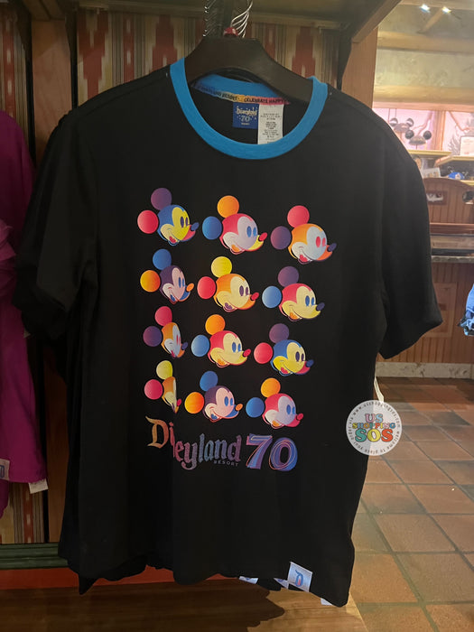 DLR - Disneyland 70 - Multiple Mickey Big Face Black T-shirt (Adult)