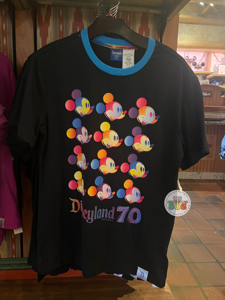 DLR - Disneyland 70 - Multiple Mickey Big Face Black T-shirt (Adult)