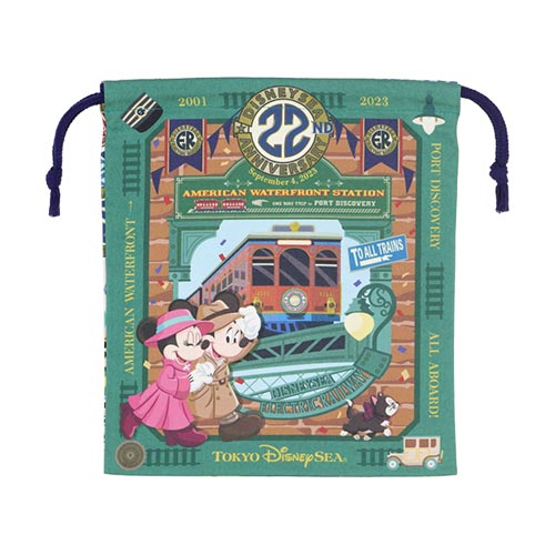 TDR - Tokyo Disney Sea 22nd Anniversary Celebration Collection - Mickey & Minnie Mouse, Figaro Drawstring Bag (Release Date: Sept 4)