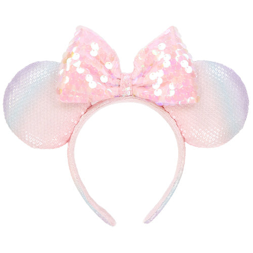 TDR - Minnie Mouse "Cherry Blossom-Like Pale Pink" Sequin Ear Headband (Release Date: Mar 28)