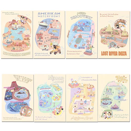 TDR - Tokyo Disney Resort "Park Map Motif" Collection - Post Card Set (Release Date: July 11, 2024)