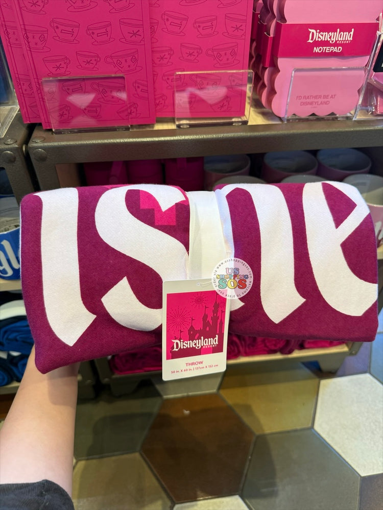 DLR/WDW - Logo Mania 2026 Fantasyland Feels - Bright Pink Park Logo Blanket Throw 50” x 60”