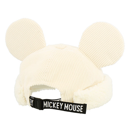 TDR Mickey & Minnie Mouse Fluffy & Warm Collection x Mickey Mouse Shaped Corduroy & Boa Cap Color: White