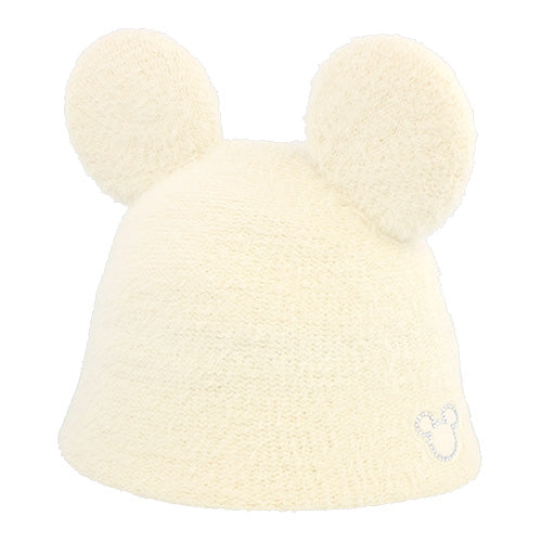 TDR Mickey & Minnie Mouse Fluffy & Warm 2024 Collection x Mickey Mouse Shaped Knitted Beanie for Aduls Color: White (Release Date: Oct 31, 2024)