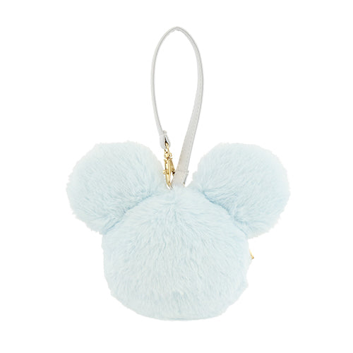 TDR Mickey & Minnie Mouse Fluffy & Warm 2024 Collection x Mickey Mouse Head Shaped Fluffy Pouch with Strap Color: Baby Blue (Release Date: Oct 31, 2024)