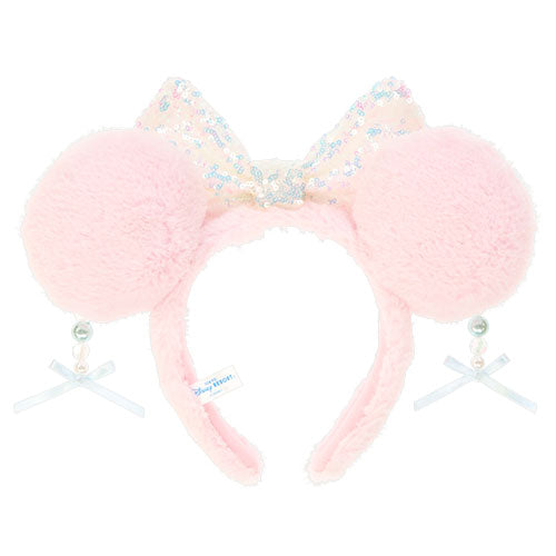 TDR - Minnie Mouse Sparking Sequin Ribbon & Beads Ear Headband Color Pink(Release Date: Dec 5, 2024)