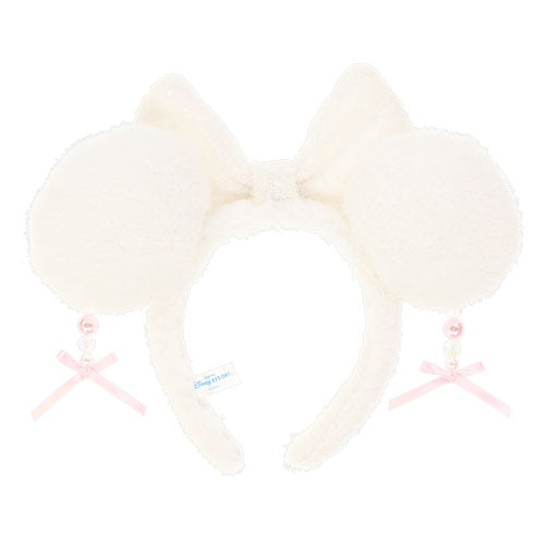 TDR - Minnie Mouse Sparking Sequin Ribbon & Beads Ear Headband Color White (Release Date: Dec 5, 2024)