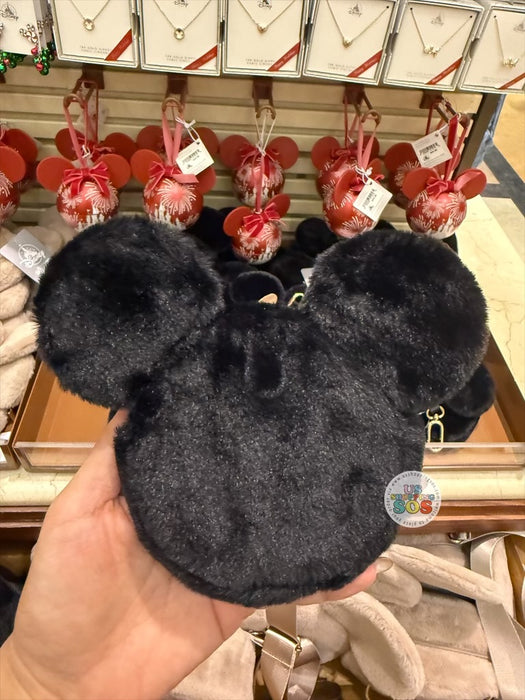 DLR/WDW - Mickey Icon Black Fluffy Coin Pouch