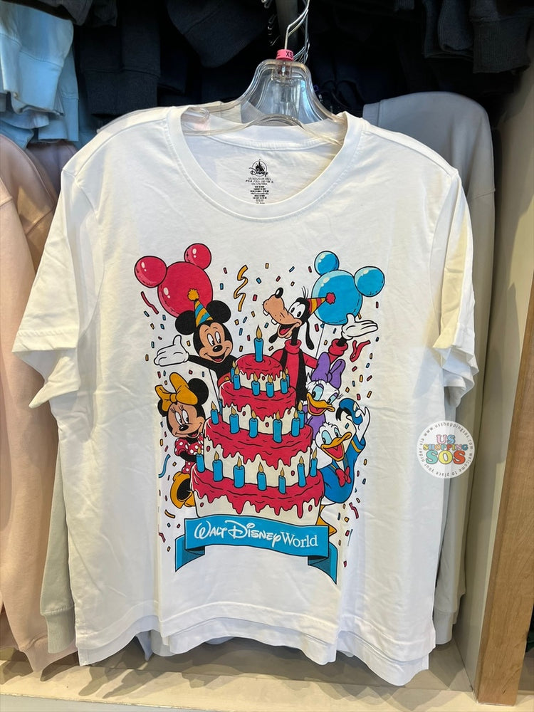 DLR/WDW - Mickey & Friends Birthday Celebration Park Logo White Graphic Tee (Adult)