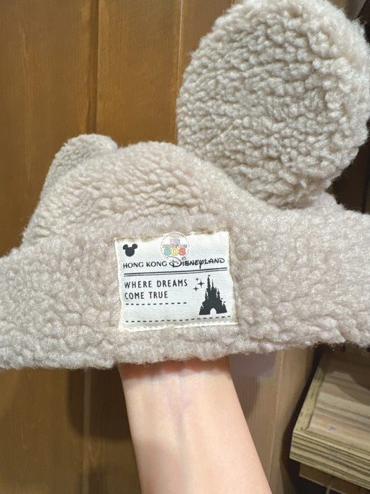 HKDL - Hong Kong Disneyland Mickey Mouse Ears Fleece Beanie for Adults Color: Beige