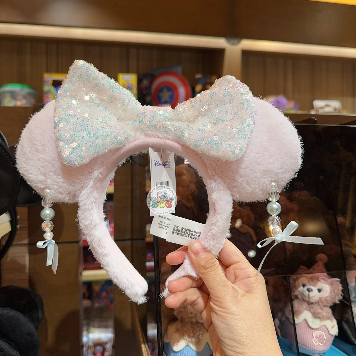 Shanghai Disney Parks Resort Ears Headband Minnie limited Ribbon Sequin Pink New Orchid Sequined Minnie Ear Headband at Walt Disney World  main image 2