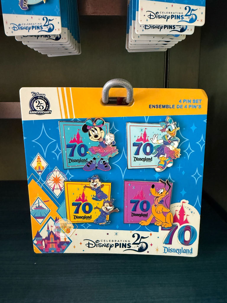 Disneyland 70周年記念 ピンバッジ 4個セット DLR - Disneyland 70th Celebration - Mickey & Friends Booster Pins