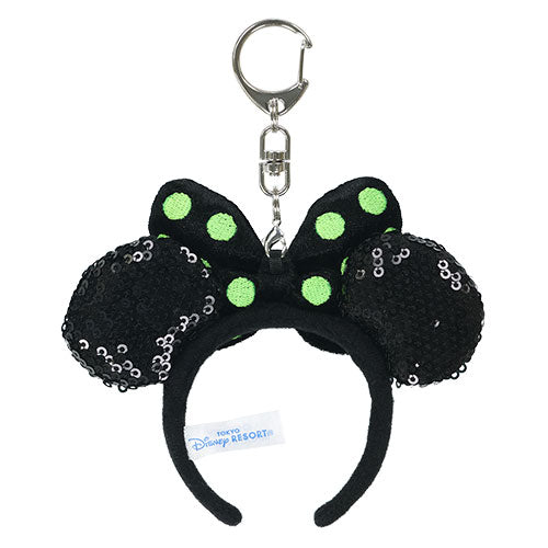 TDR - 2025 Mickey & Friends Disney Halloween "Happy Haunting!" Collection x Minnie Mouse Ear Headband Shaped Keychain (Release Date: Sept 16, 2025)