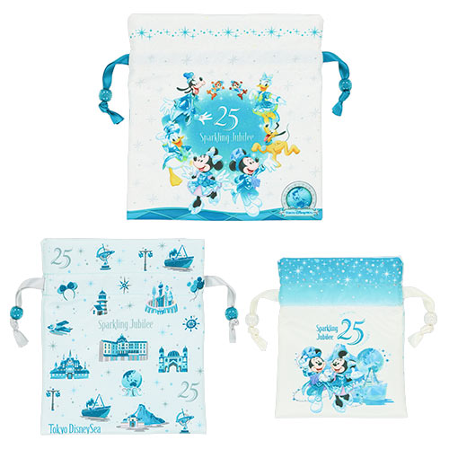 TDR - Tokyo DisneySea 25th Anniversary "Sparkling Jubilee" x Mickey & Minnie Drawstring Bag Set of 3 (Release Date: Apr 8, 2026)