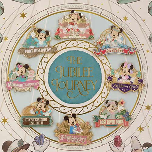 TDR - Tokyo DisneySea 25th Anniversary "The Jubilee Journey" x Mickey & Minnie Mouse Pin Badges Set (Release Date: May 25, 2026)