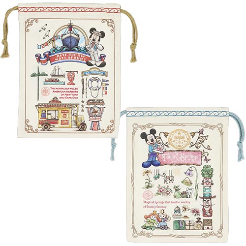 TDR - Tokyo DisneySea 25th Anniversary "The Jubilee Journey" x Mickey & Minnie Mouse Drawstings Bags Set of 2 Design B (Release Date: May 25, 2026)