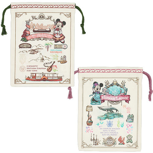 TDR - Tokyo DisneySea 25th Anniversary "The Jubilee Journey" x Mickey & Minnie Mouse Drawstings Bags Set of 2 Design A (Release Date: May 25, 2026)