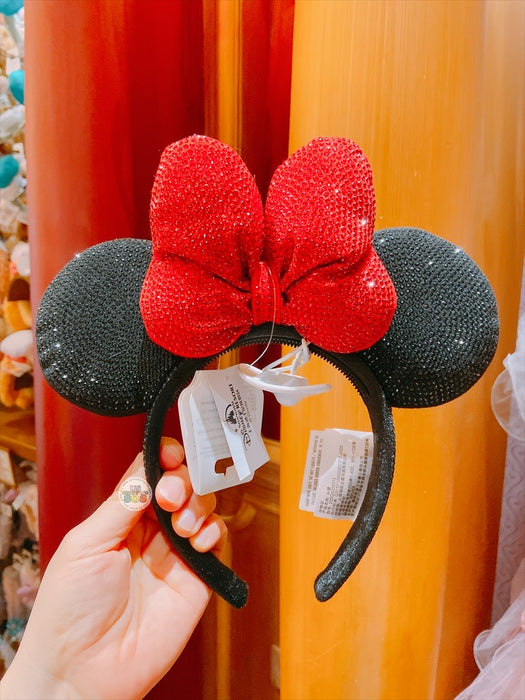 SHDL - Minnie Mouse Red Bow Sparkly Rhinestone Ear Headband