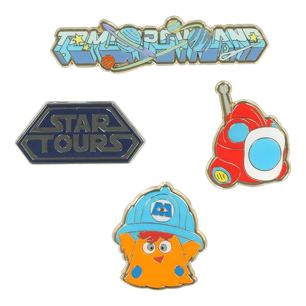 TDR - 2026 Tokyo Disneyland Park Signs Pins of 4 "Star Tours", Monsters, Inc. Ride & Go Seek!” (Release Date: Jul 16, 2026)