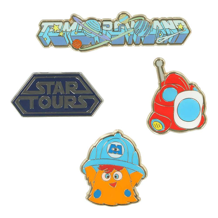 TDR - 2026 Tokyo Disneyland Park Signs Pins of 4 "Star Tours", Monsters, Inc. Ride & Go Seek!” (Release Date: Jul 16, 2026)