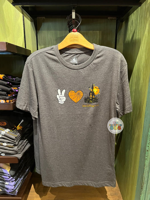 DLR/WDW - Halloween Theme Victory Hand, Heart & Castle Charcoal Grey Graphic T-shirt (Adult)