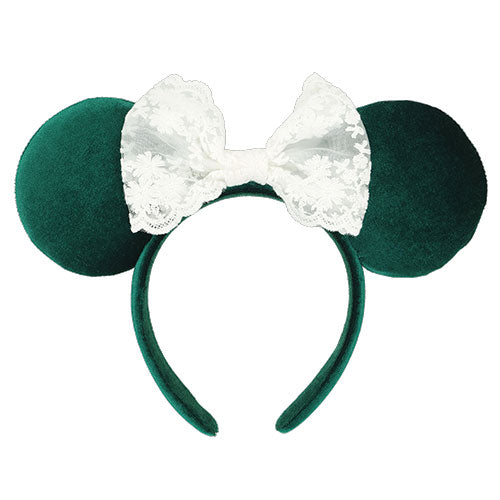 TDR - 2026 Minnie Mouse Lace Bow & Velvet Ear Headband Color: Green (Release Date: Sep 24, 2026)